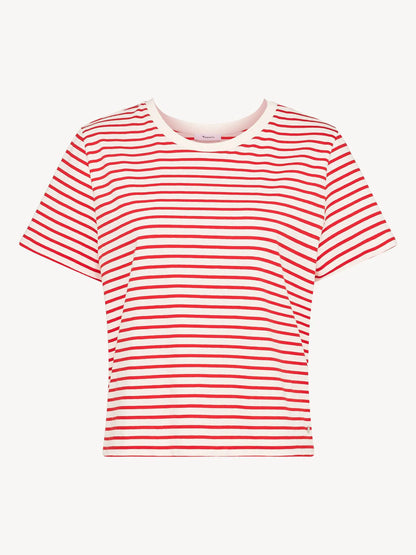 Goji Berry / Bright White Striped Tee