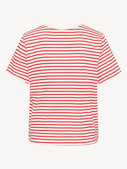 Goji Berry / Bright White Striped Tee